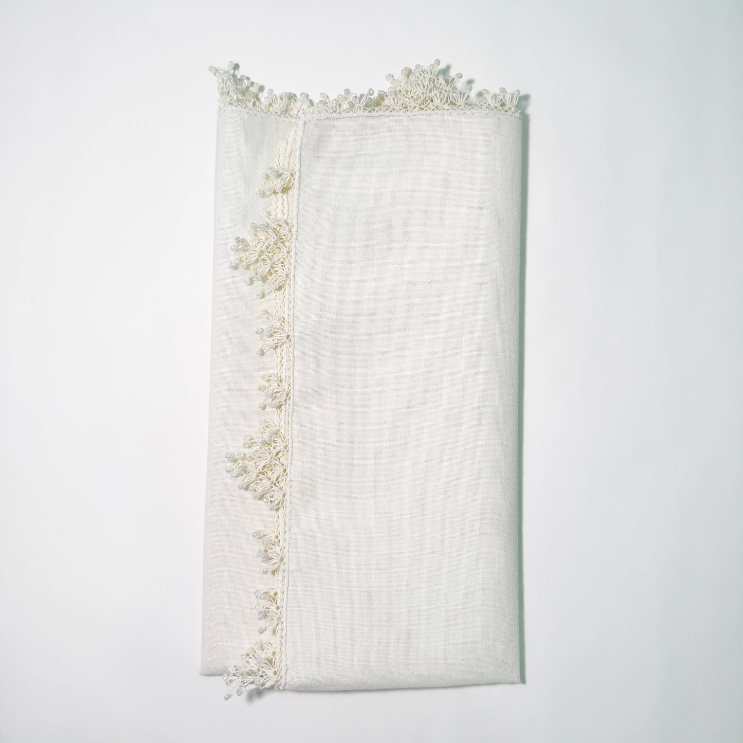 Handcrafted Pink Linen Napkin – Needle Lace Detail