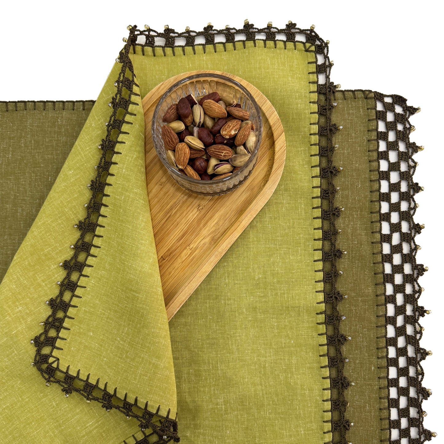 Handcrafted Olive Green Linen Placemat