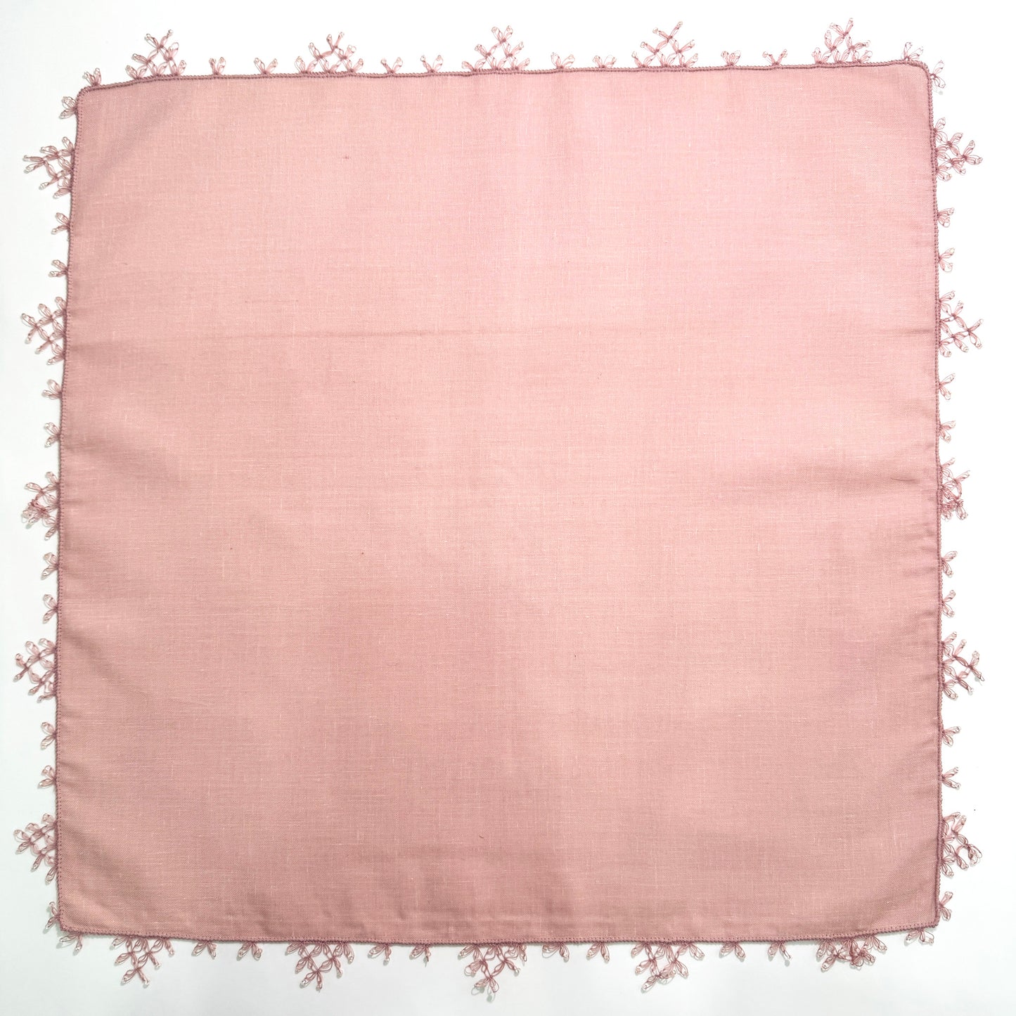 Handcrafted Pink Linen Napkin – Needle Lace Detail